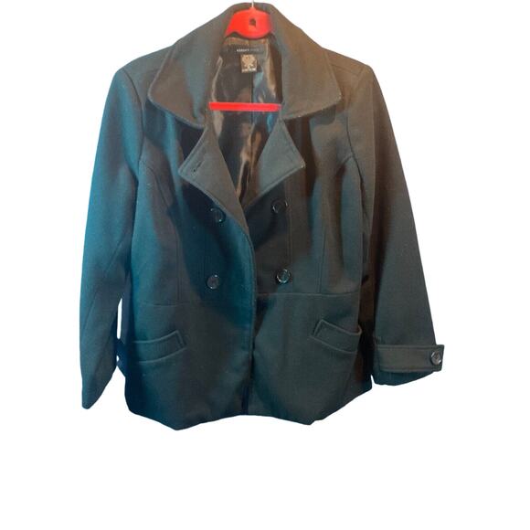 Robert Louis Women's Jacket Medium Black Double-Breasted Lined Wool Blend - Picture 2 of 9